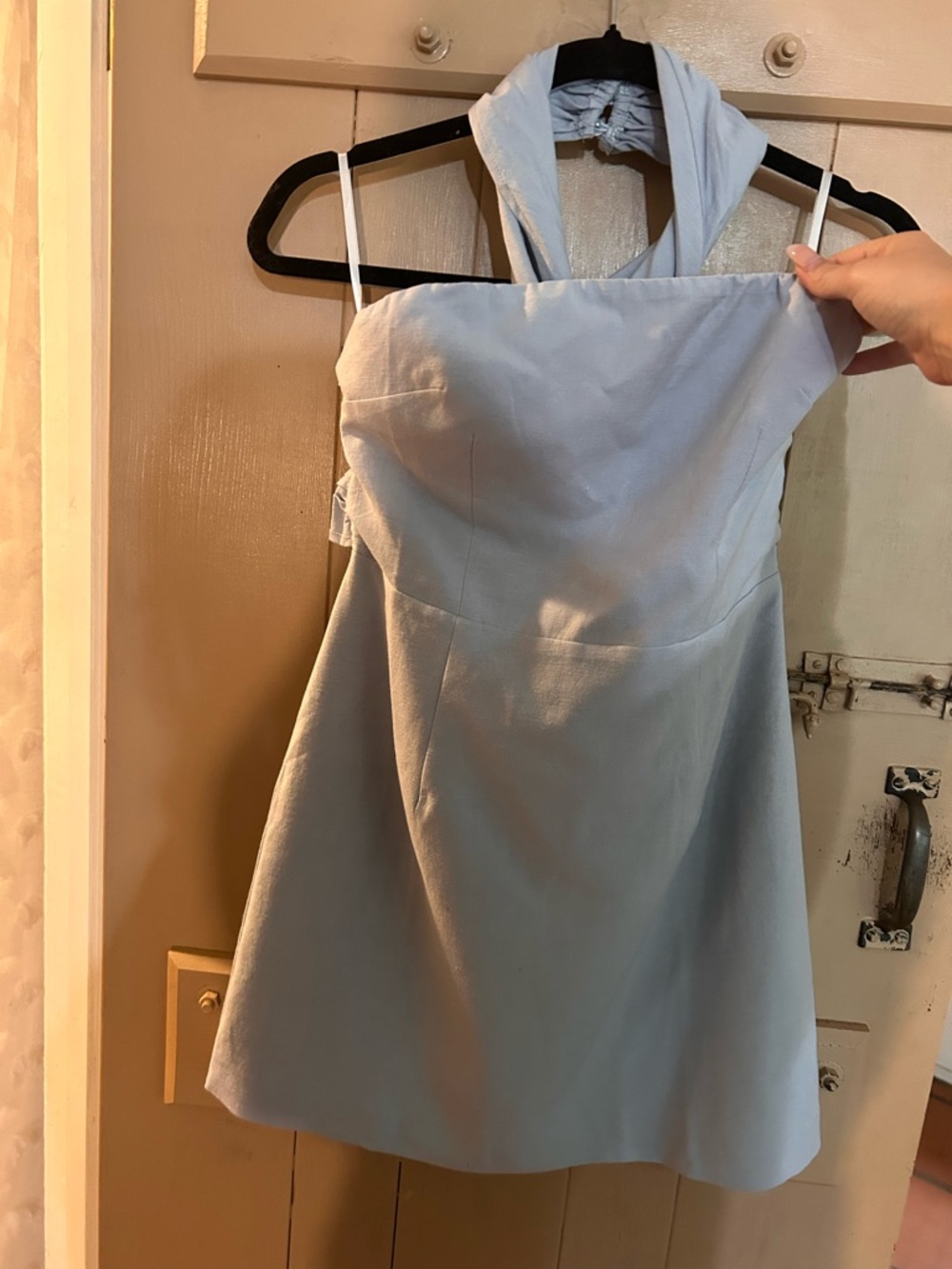 Light Blue Halter Neck Mini Dress
